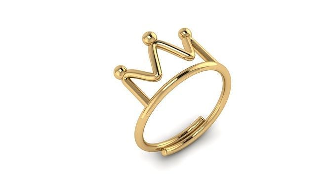 Simple ring model crown Basquiat style 3D print model