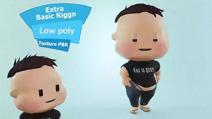Civilian Fat Boy Low-poly 3D model