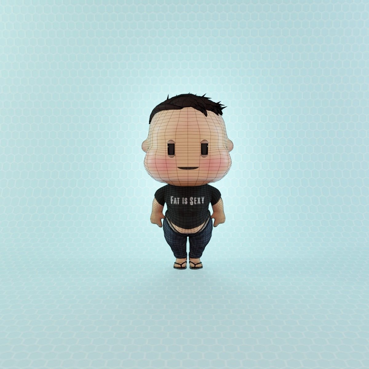 Civilian Fat Boy Low-poly 3D model_10