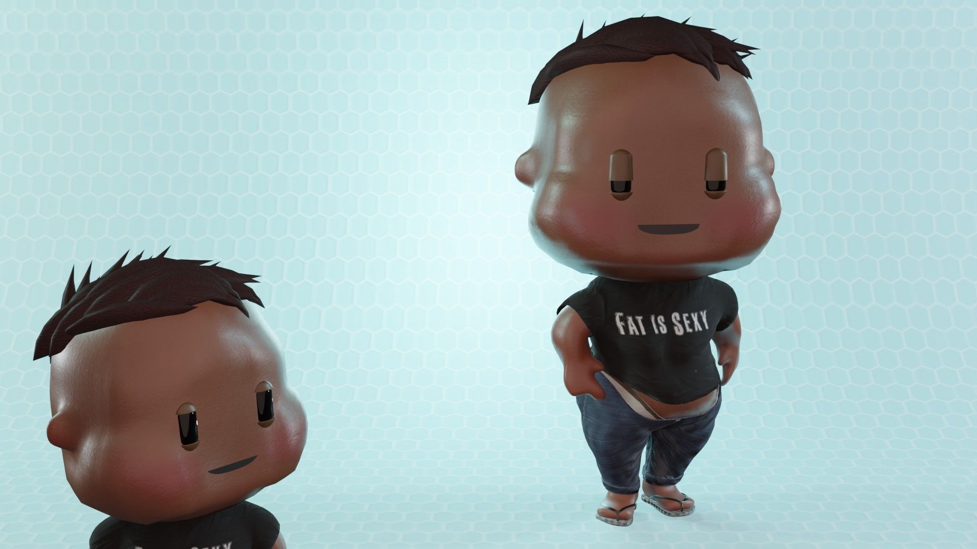 Civilian Fat Boy Low-poly 3D model_1