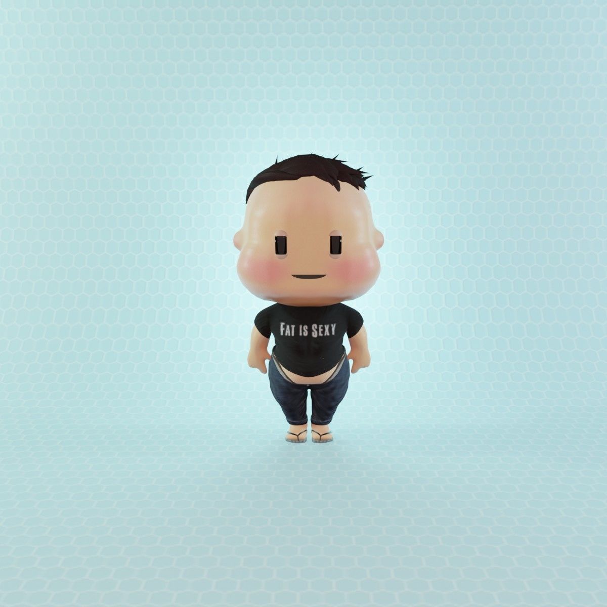 Civilian Fat Boy Low-poly 3D model_2