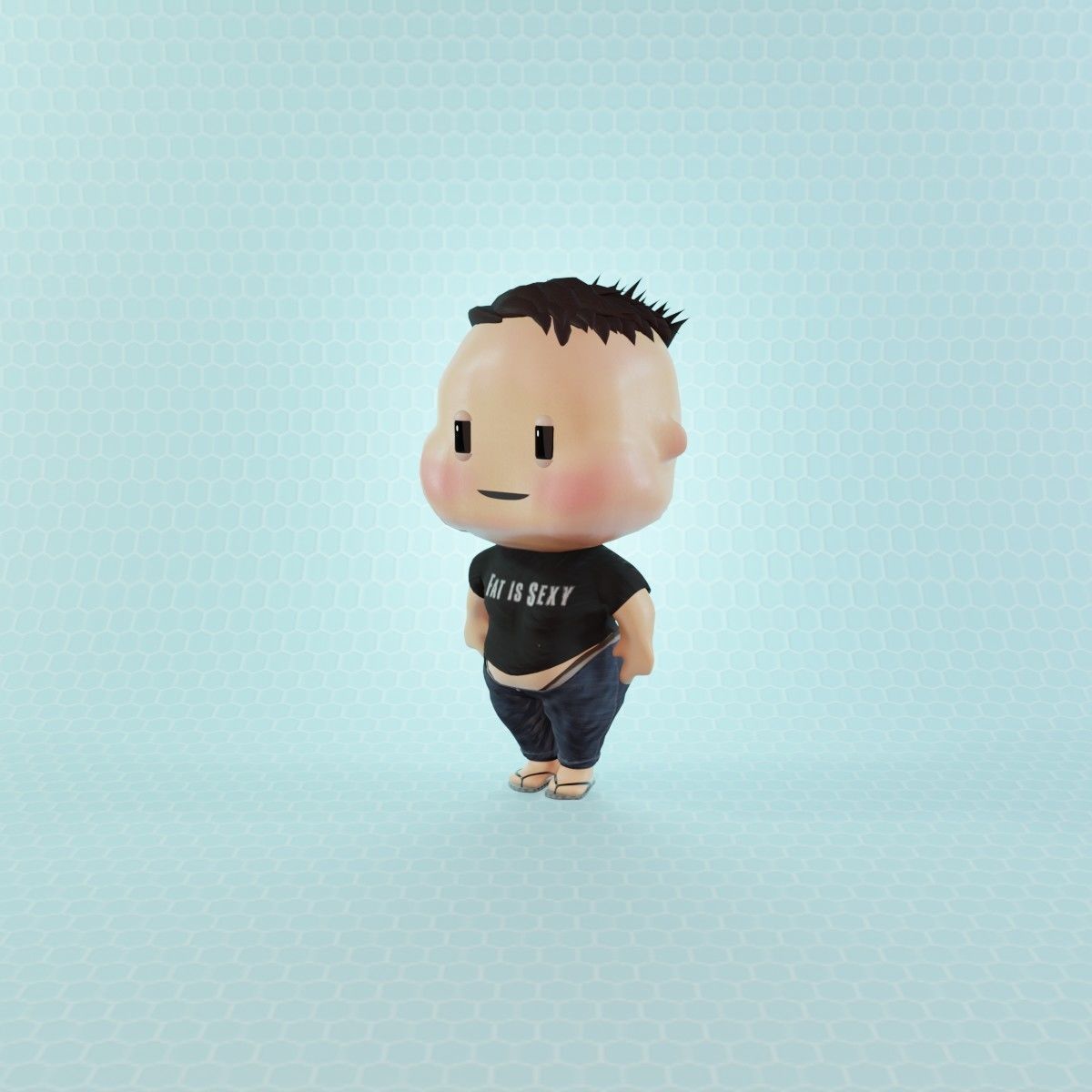 Civilian Fat Boy Low-poly 3D model_3