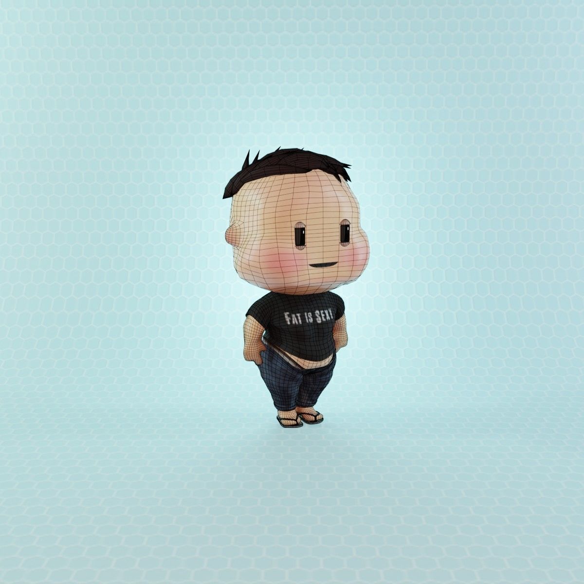 Civilian Fat Boy Low-poly 3D model_13