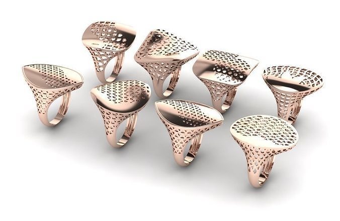 Ring 3D print model six rose gold designs 3D print model