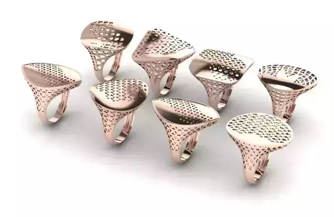 Ring 3D print model six rose gold designs