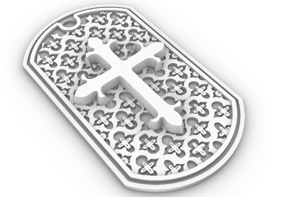 Cross Pendant shield  3D print model_1
