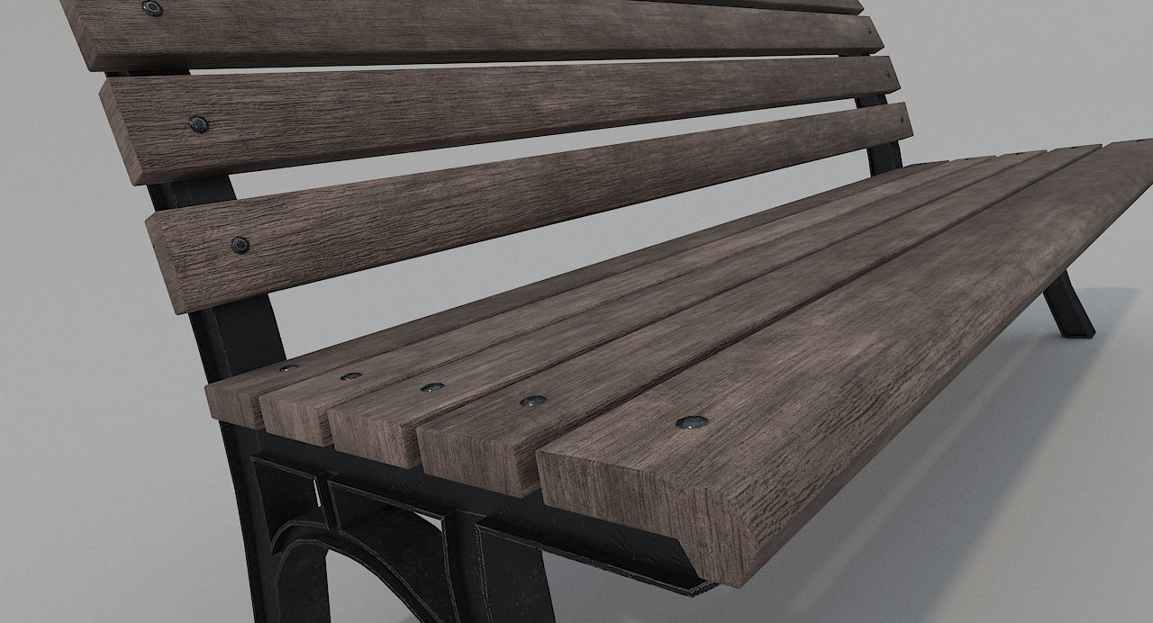 Street Bench Old Low Poly 3DModel Low-poly 3D model_2