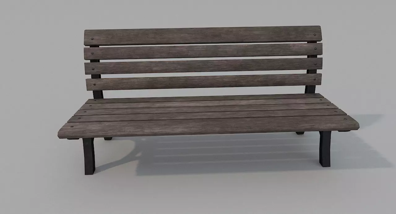 Street Bench Old Low Poly 3DModel Low-poly 3D model_0