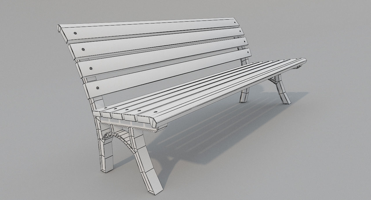 Street Bench Old Low Poly 3DModel Low-poly 3D model_3