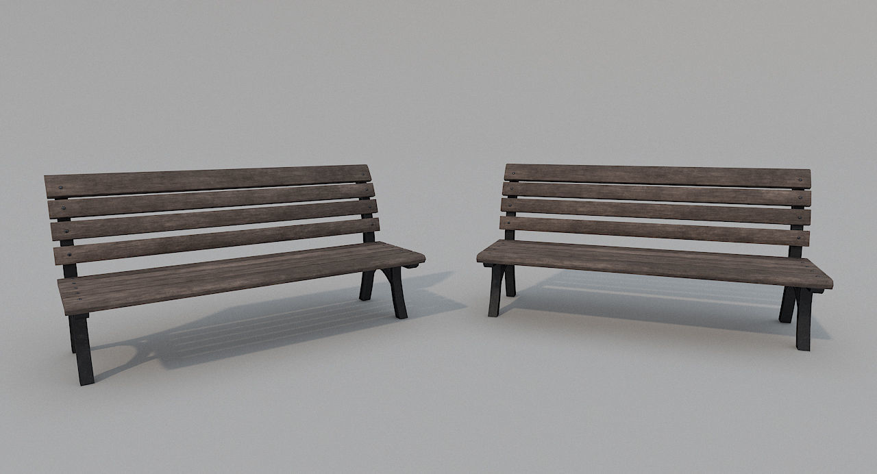 Street Bench Old Low Poly 3DModel Low-poly 3D model_4