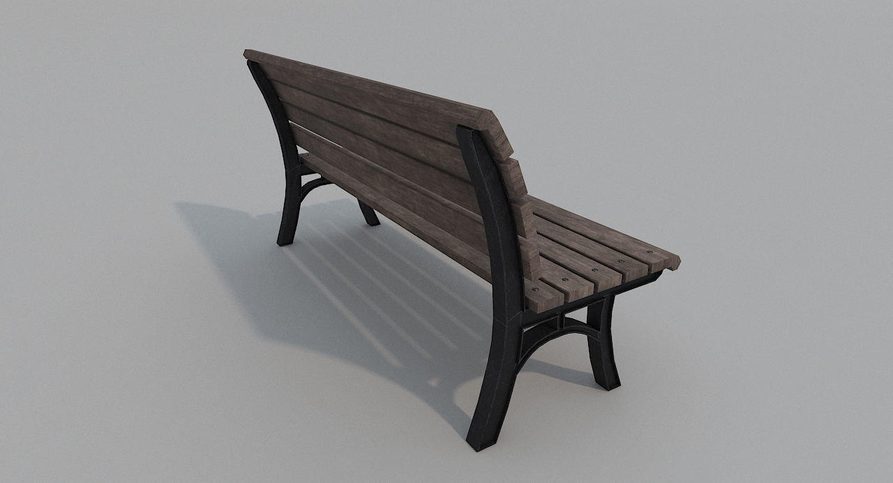 Street Bench Old Low Poly 3DModel Low-poly 3D model_1