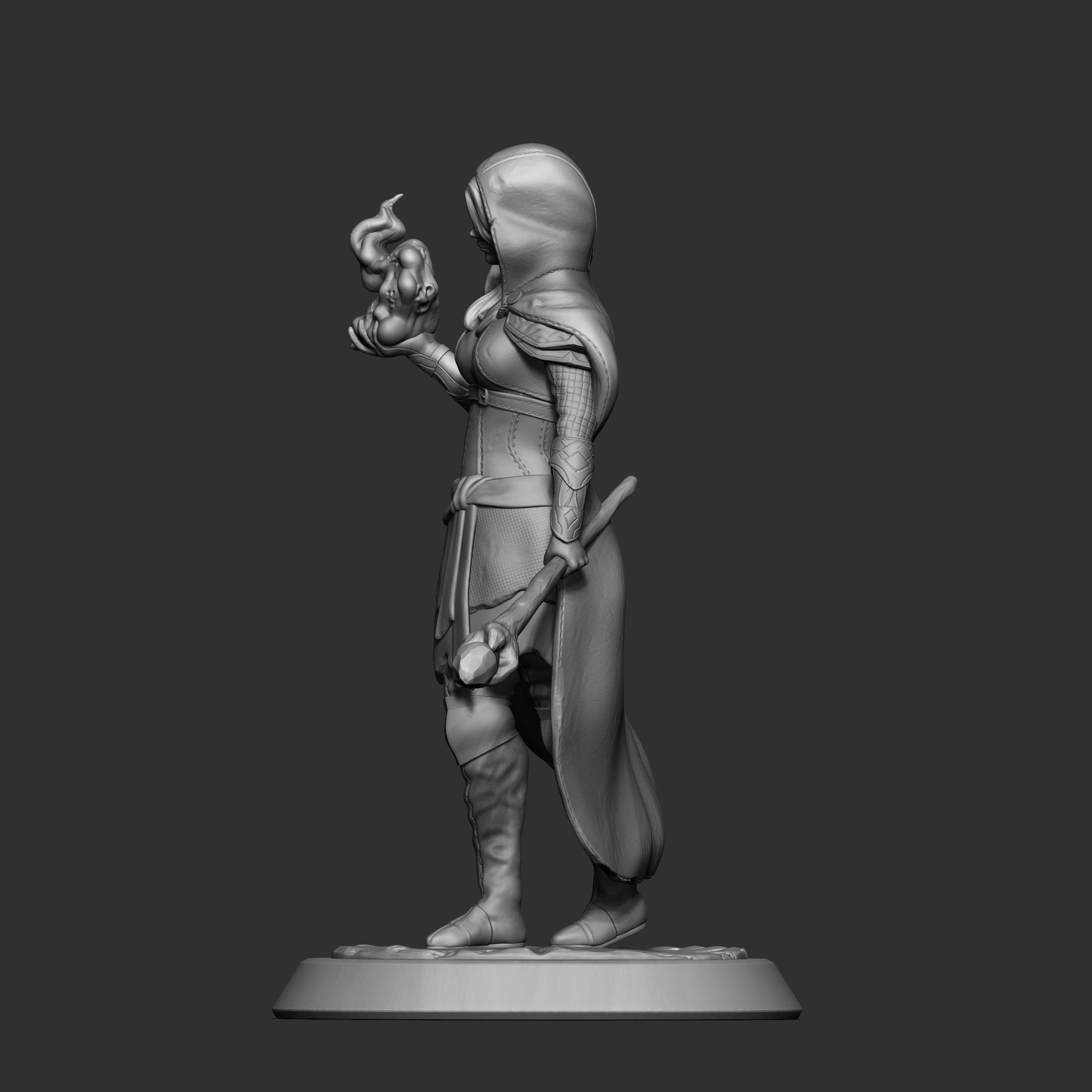 Witch miniature 75mm scale 3D print model_3