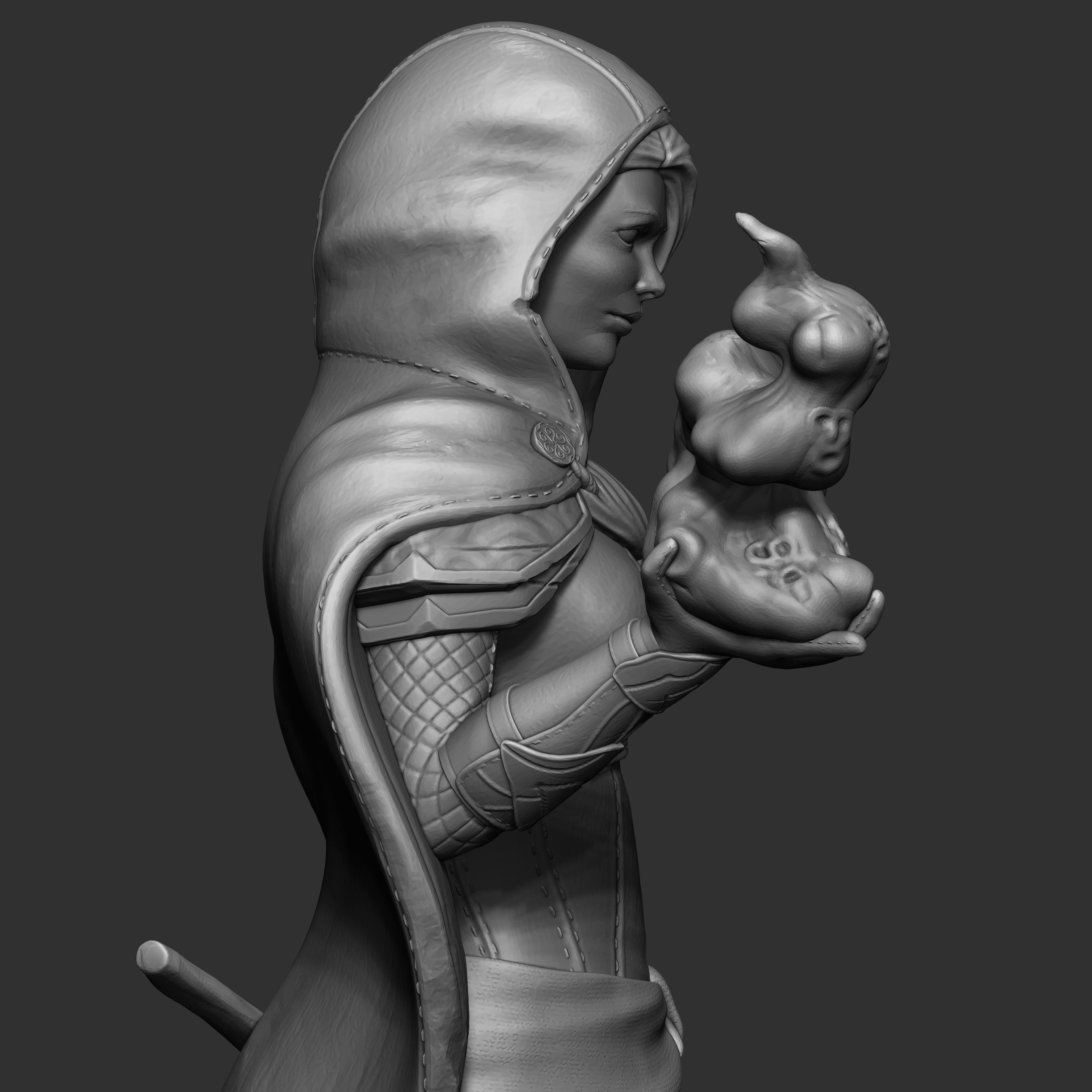 Witch miniature 75mm scale 3D print model_6