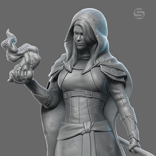 Witch miniature 75mm scale 3D print model
