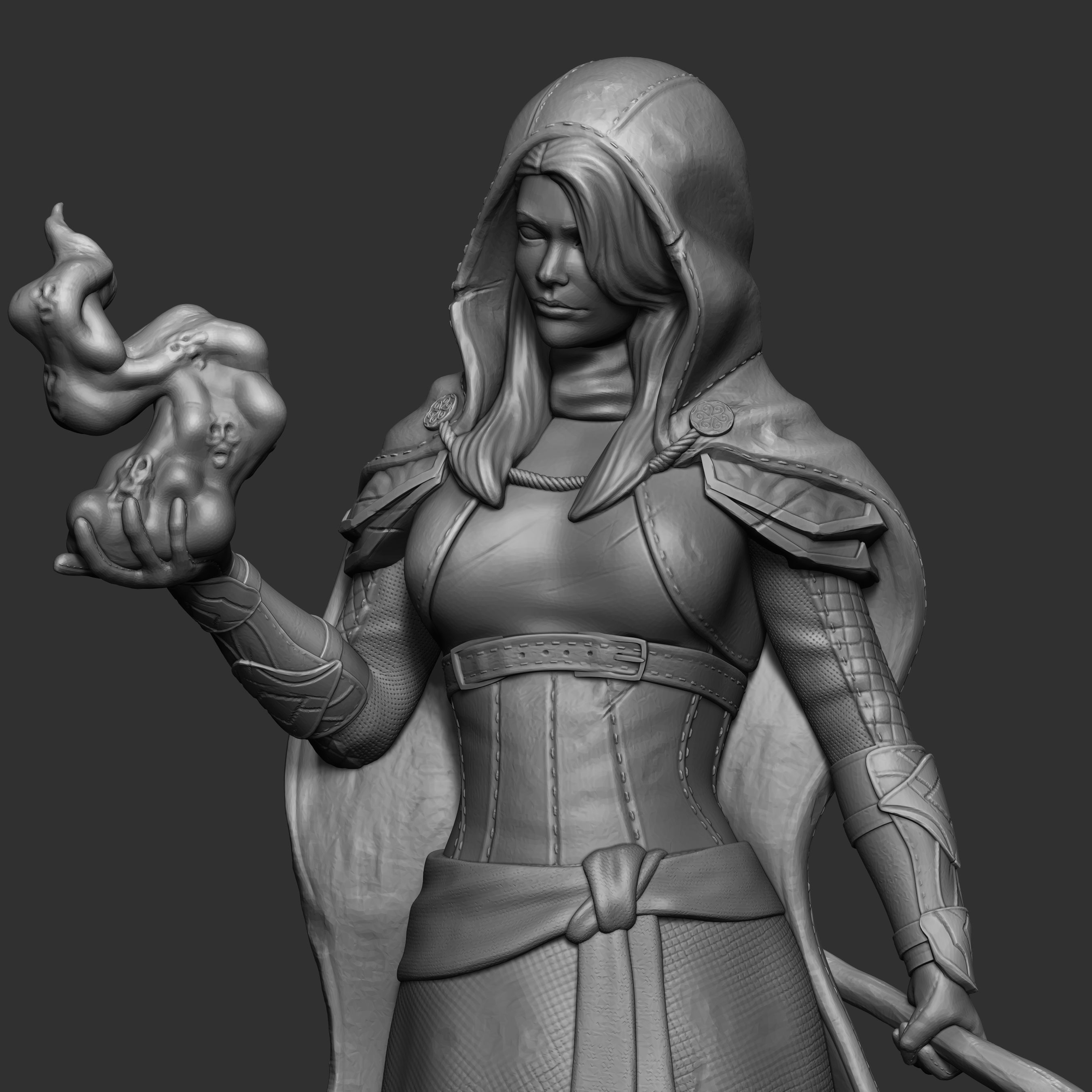 Witch miniature 75mm scale 3D print model_4