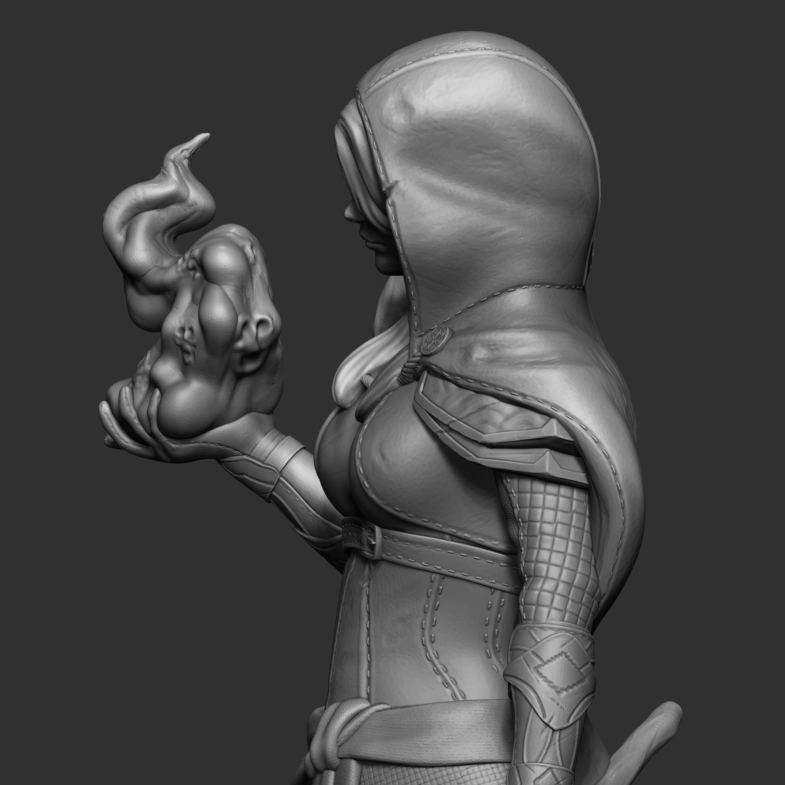 Witch miniature 75mm scale 3D print model_7