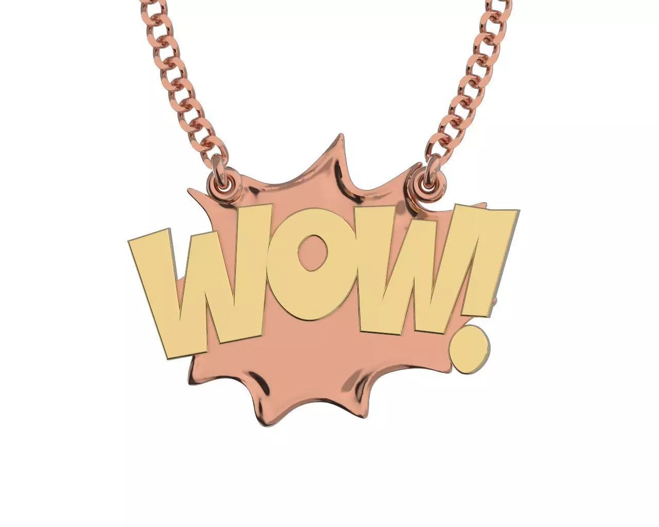 Comic style pendant WOW 3D print model 3D print model_0