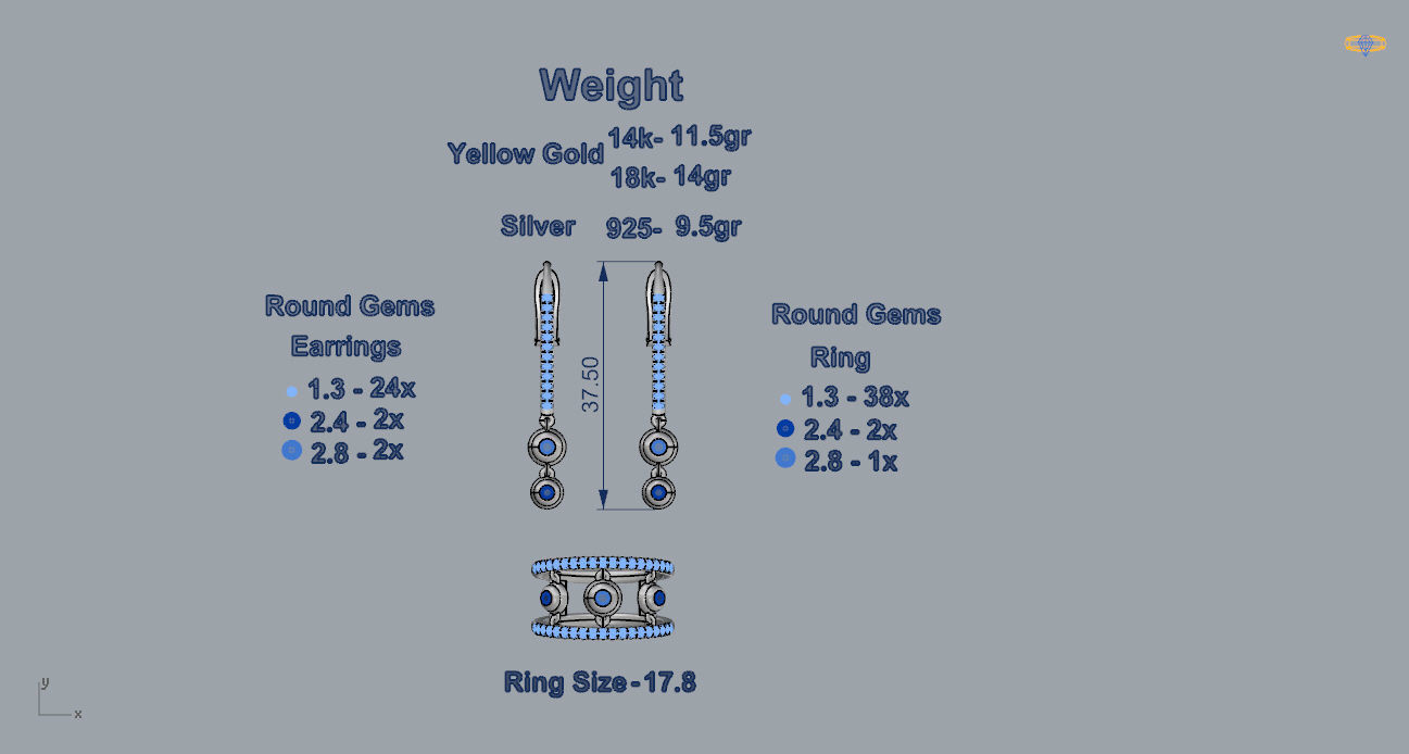 Ring and Earrings 119 3D print model_4