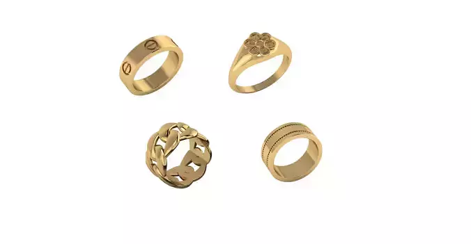 Unique ring collection bulk batch of 4 3D print model