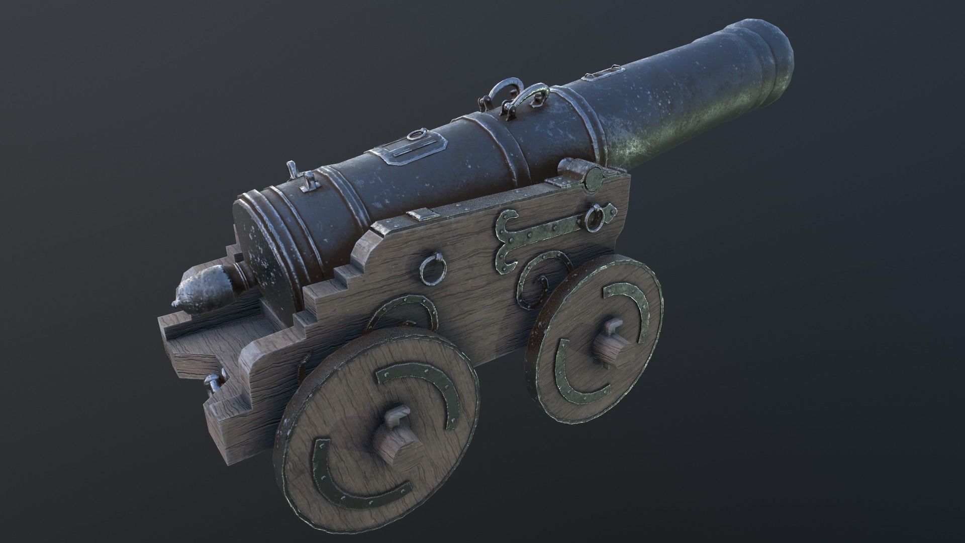 Medieval Battle Cannon Low-poly 3D model_12