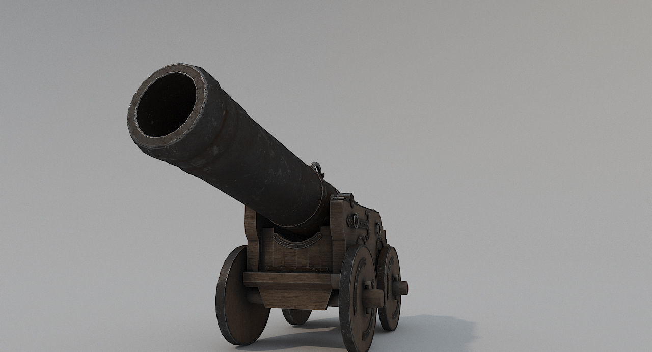 Medieval Battle Cannon Low-poly 3D model_4
