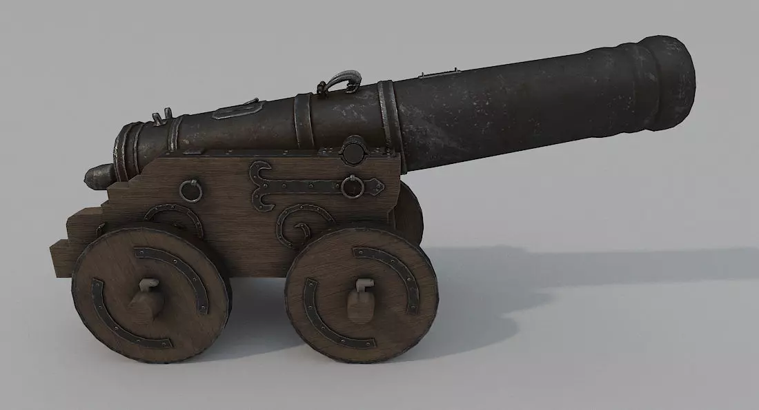 Medieval Battle Cannon Low-poly 3D model_0