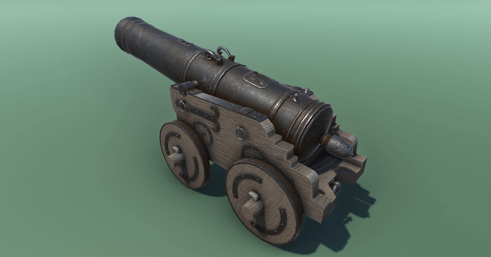 Medieval Battle Cannon Low-poly 3D model_1