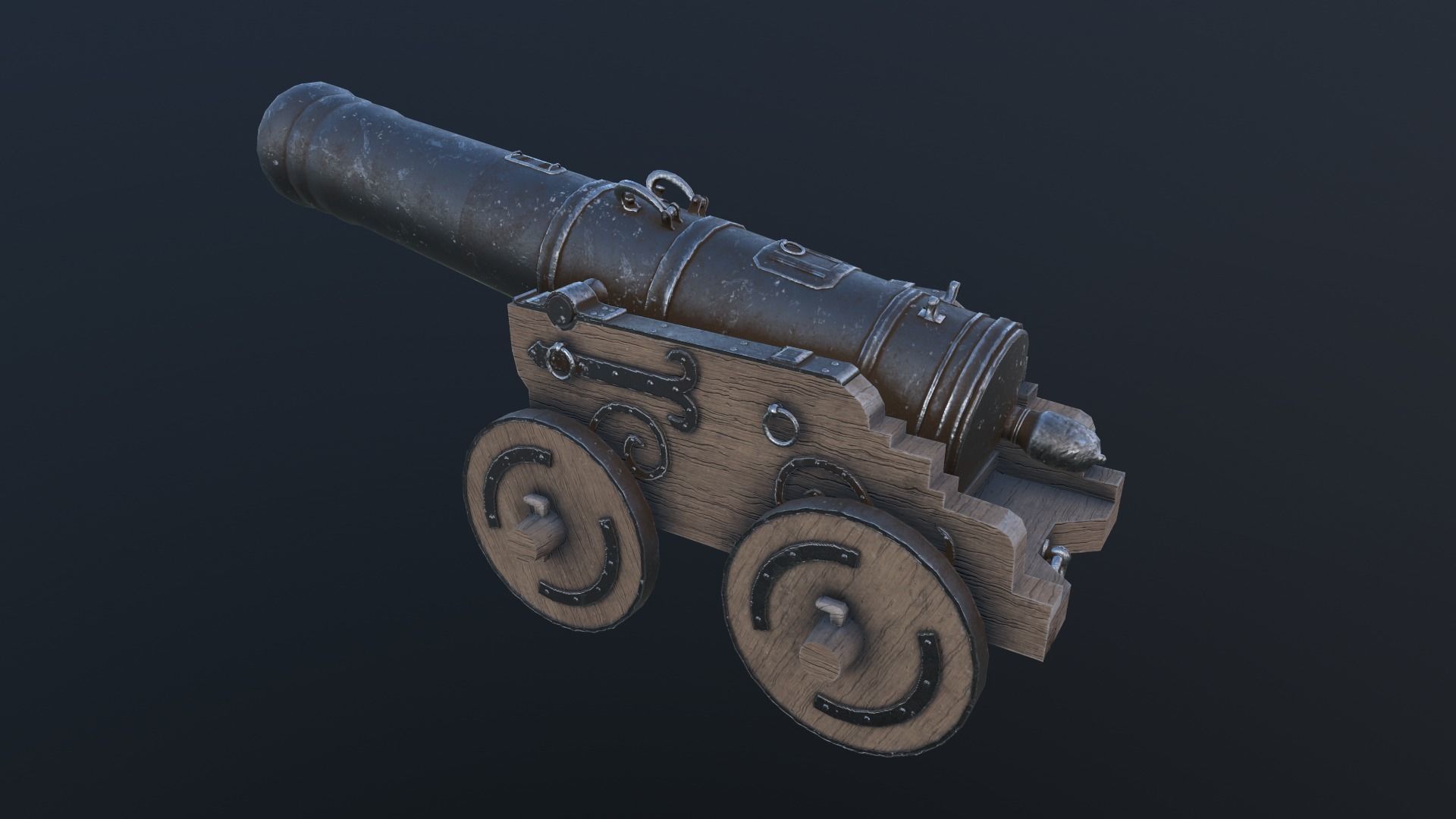 Medieval Battle Cannon Low-poly 3D model_10