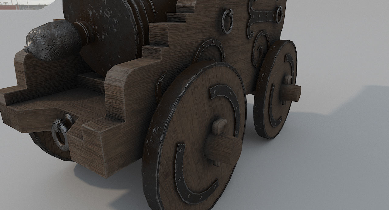 Medieval Battle Cannon Low-poly 3D model_7