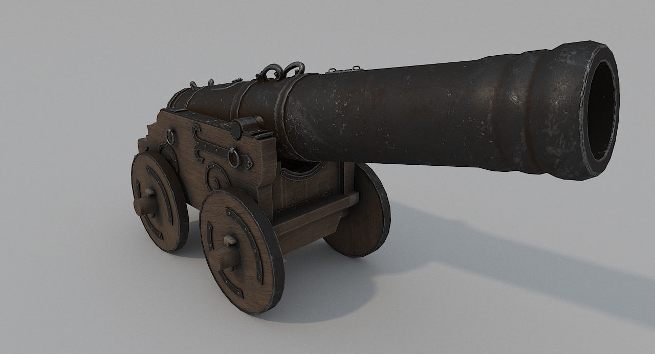 Medieval Battle Cannon Low-poly 3D model_3