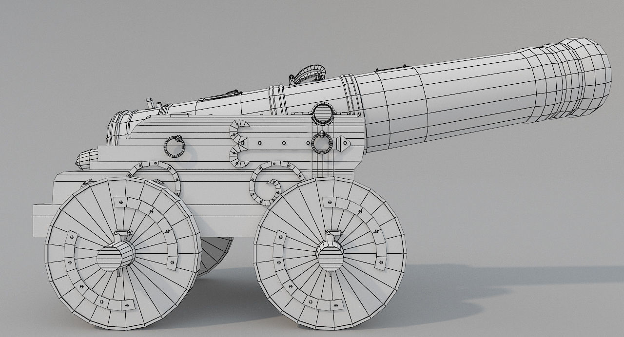 Medieval Battle Cannon Low-poly 3D model_8