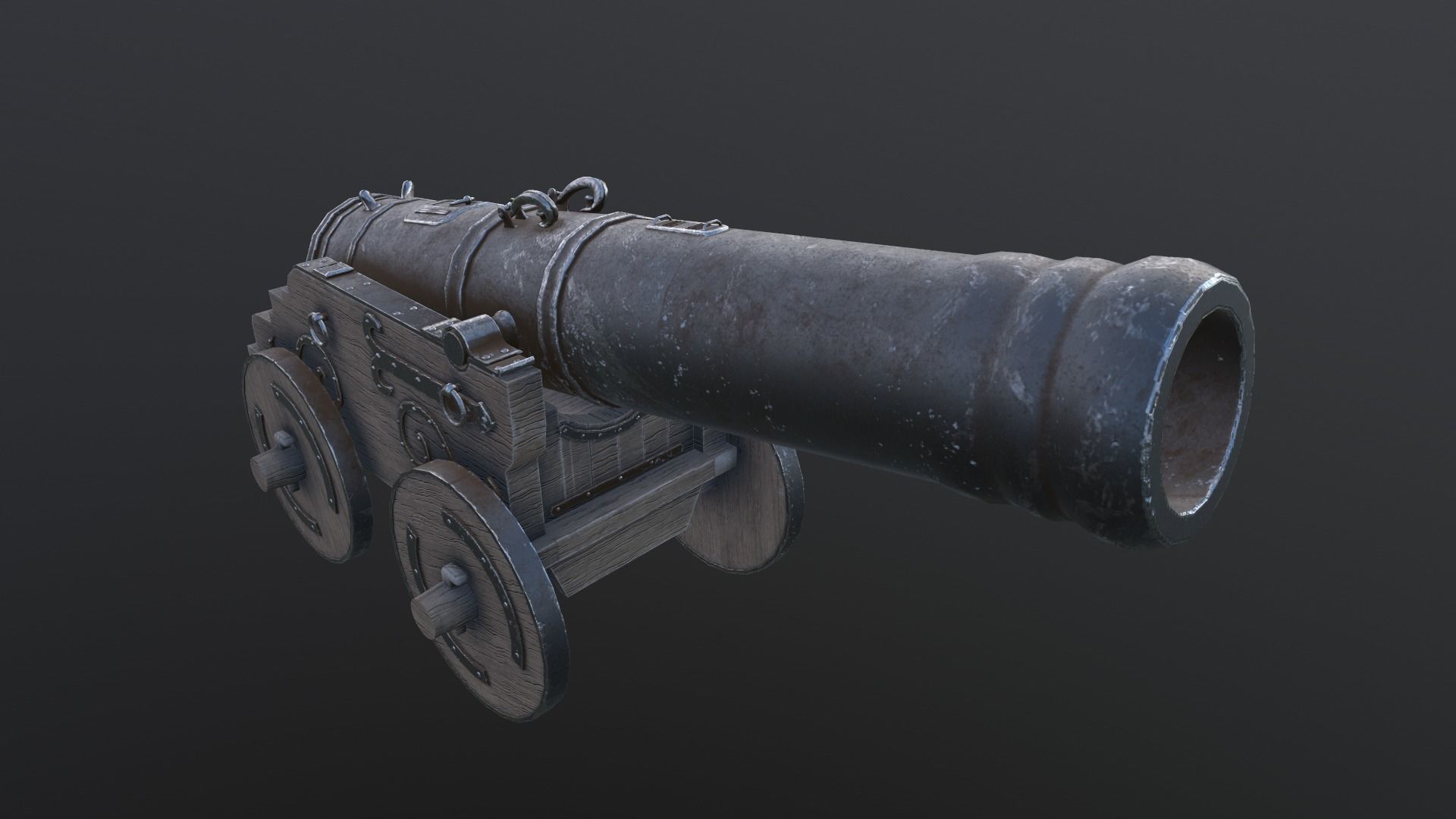 Medieval Battle Cannon Low-poly 3D model_11