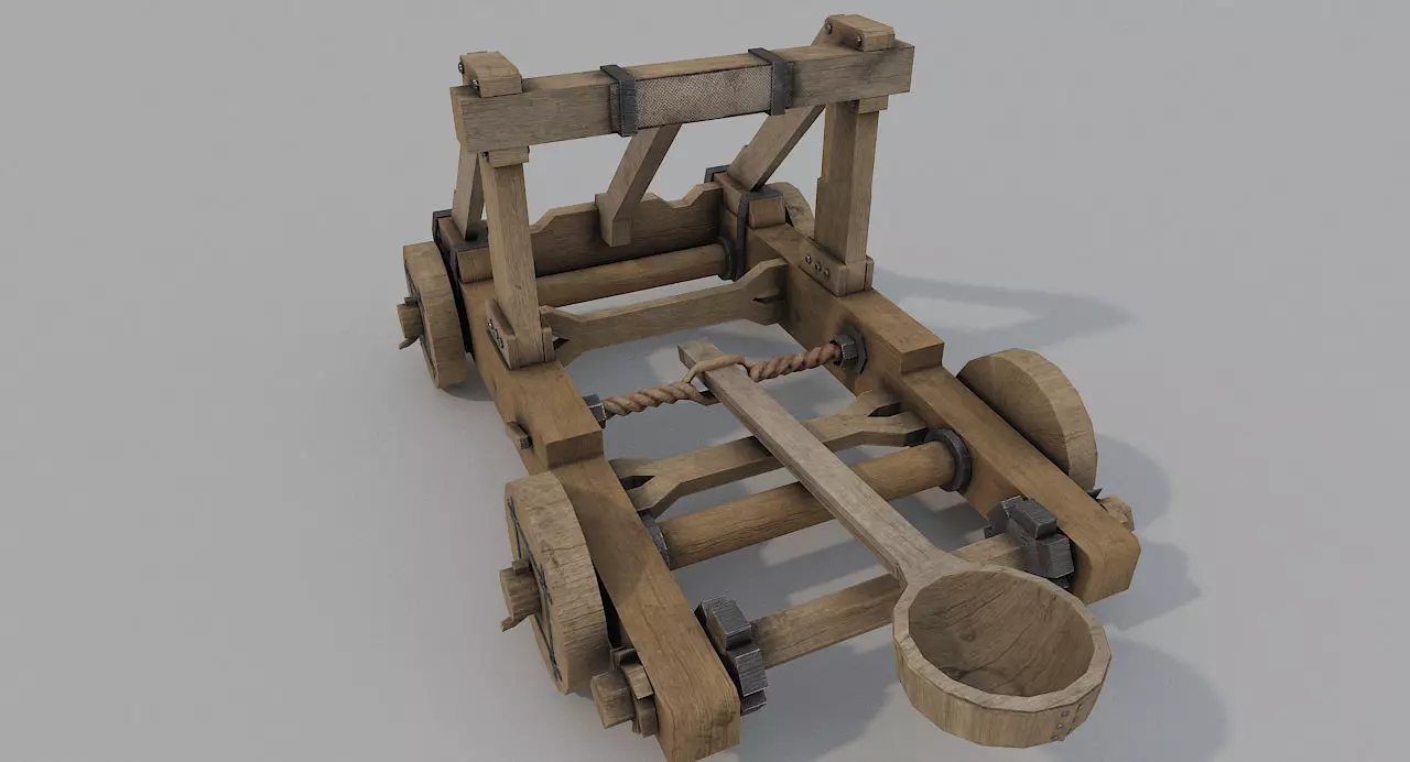 Catapult Low Poly 3D model wooden Low-poly 3D model