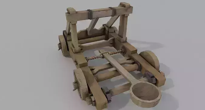 Catapult Low Poly 3D model wooden Low-poly 3D model