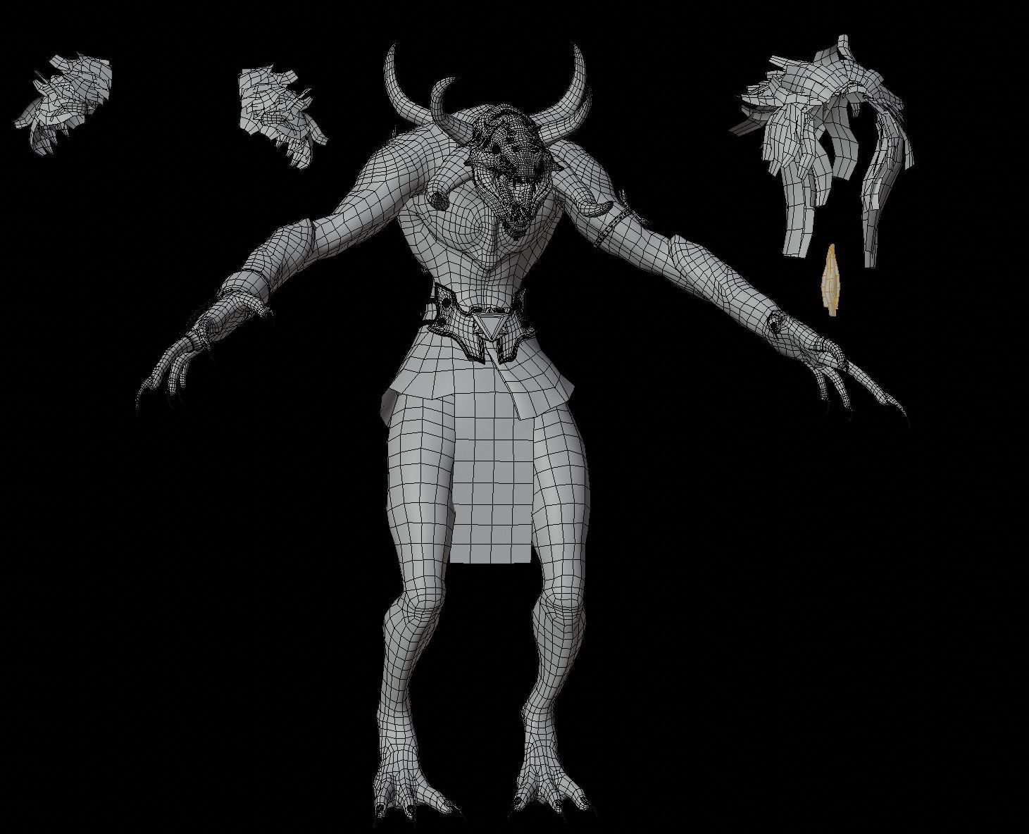 Celtic Demon Beast Low-poly 3D model_7