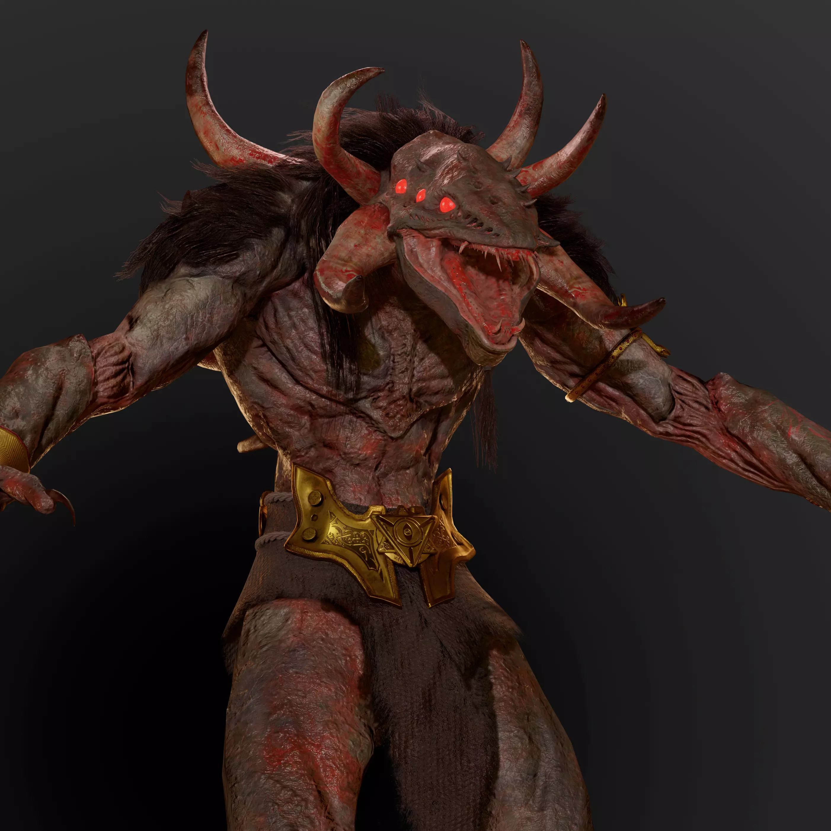 Celtic Demon Beast Low-poly 3D model_0