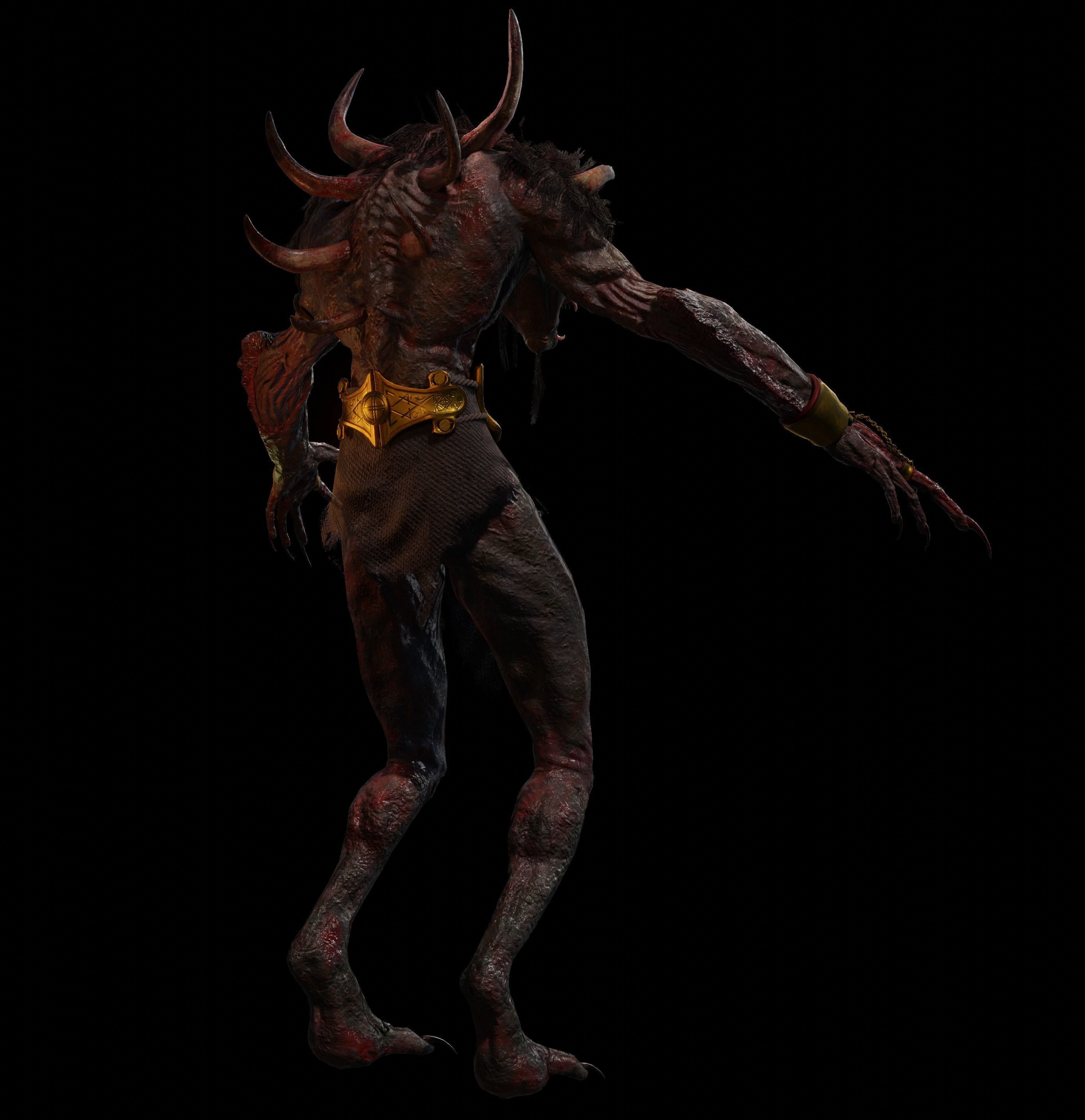 Celtic Demon Beast Low-poly 3D model_4