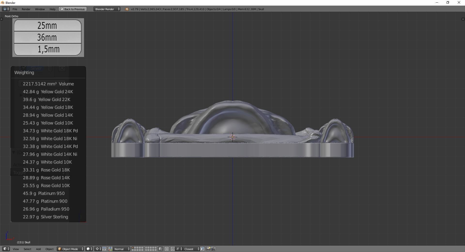 Skull Pendant 3D print model_4