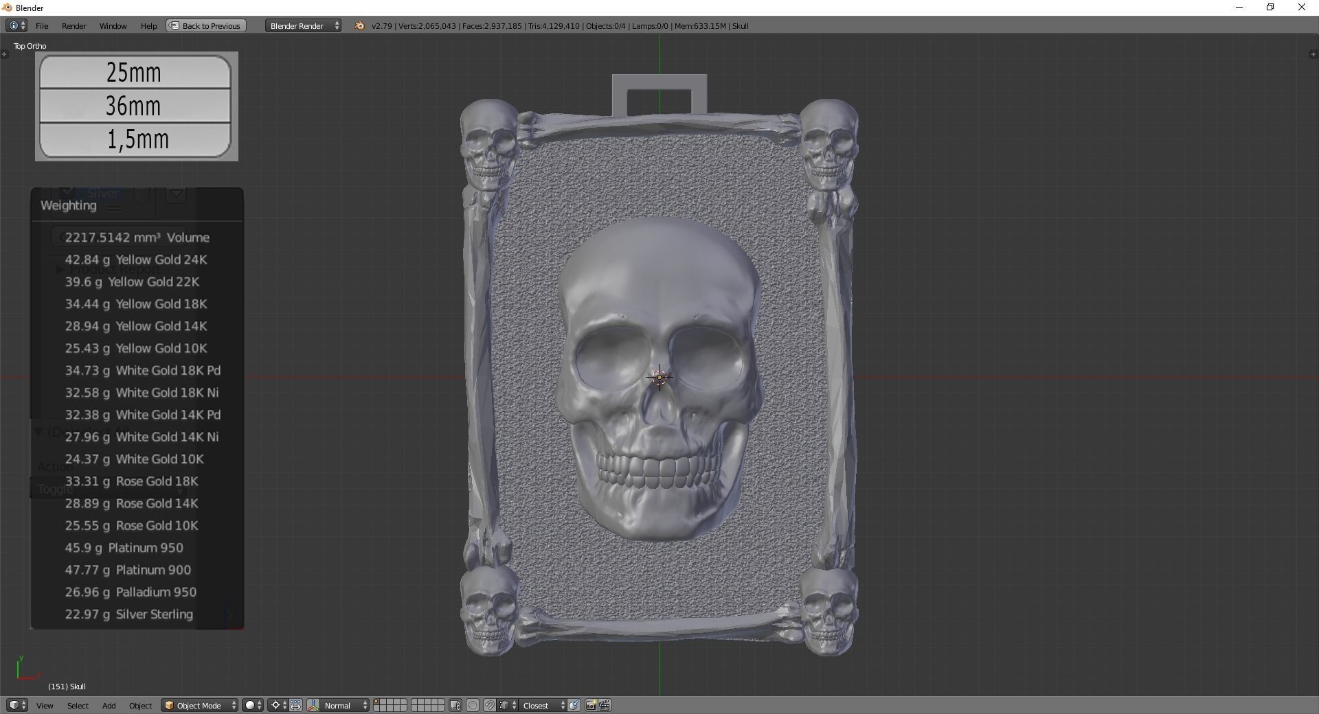 Skull Pendant 3D print model_8