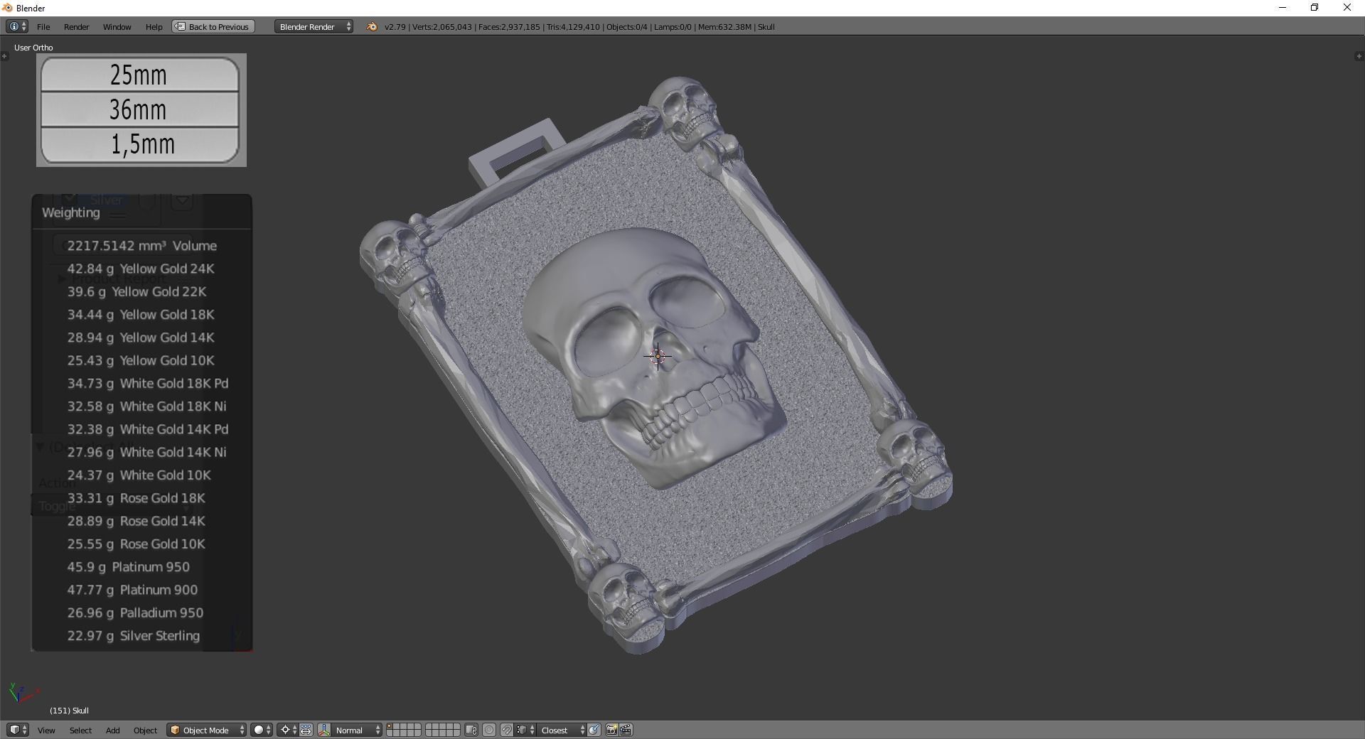 Skull Pendant 3D print model_7