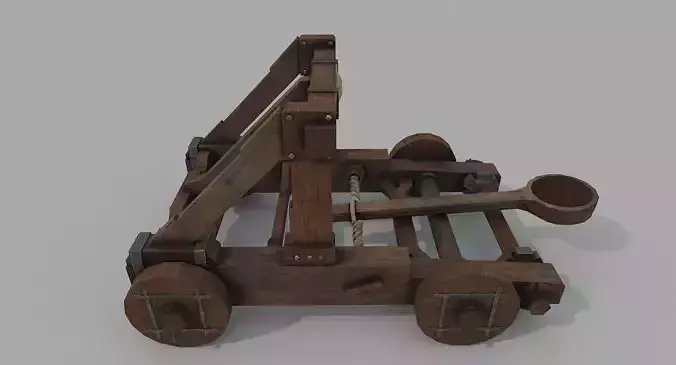 Catapult wooden Low-poly 3D model