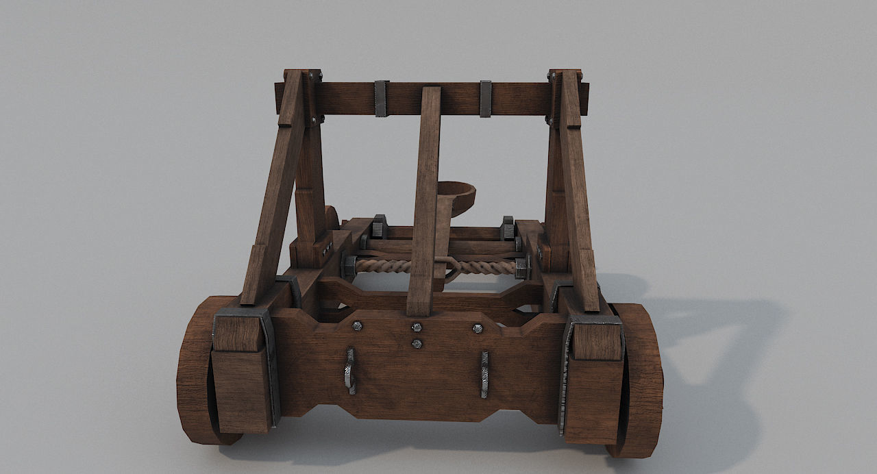 Catapult wooden Low-poly 3D model_2