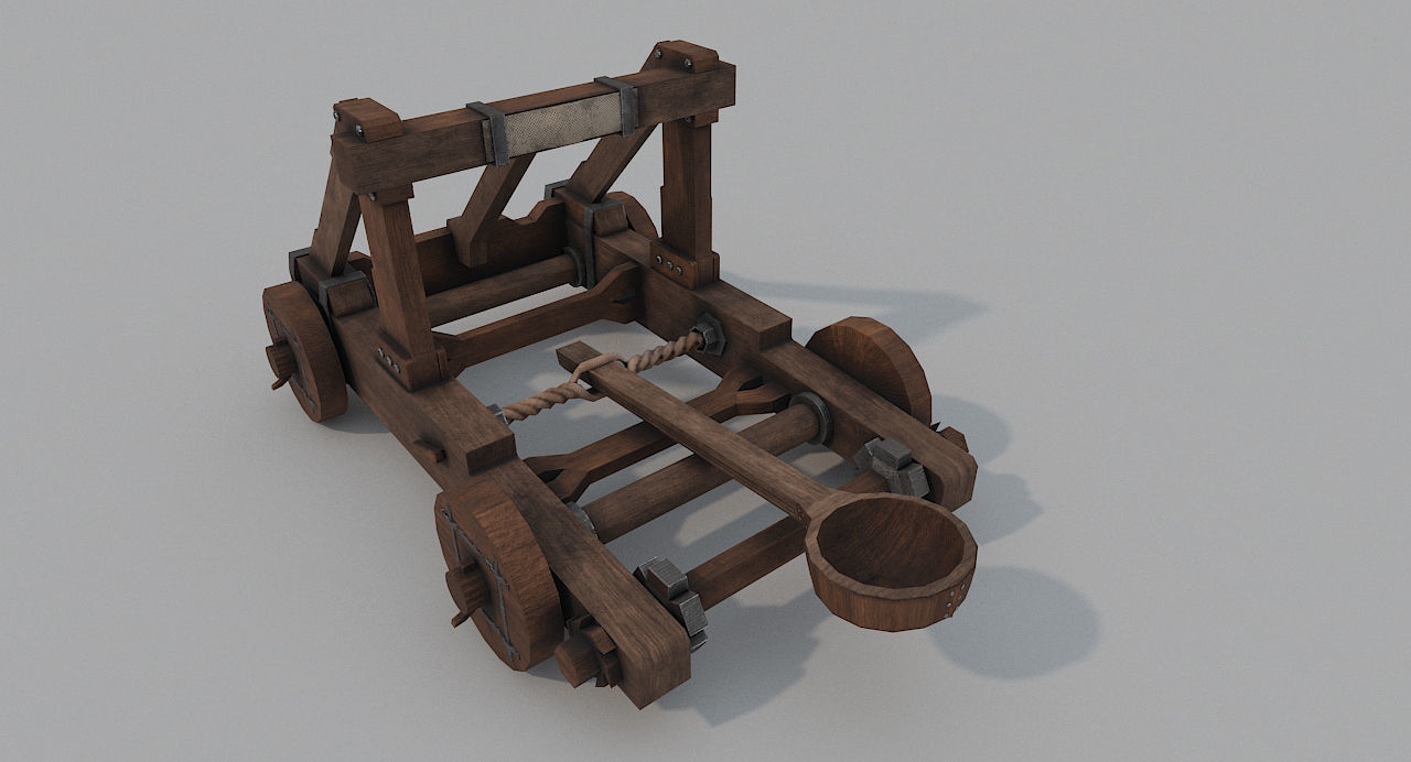 Catapult wooden Low-poly 3D model_1