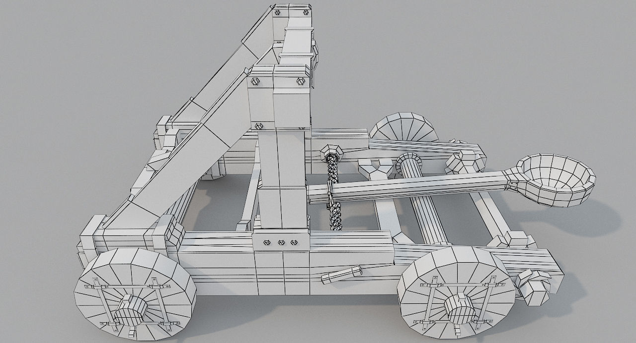 Catapult wooden Low-poly 3D model_4