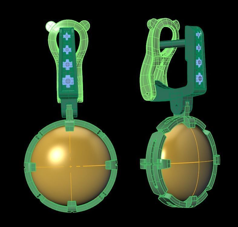 earrings with large stone 3D print model_15
