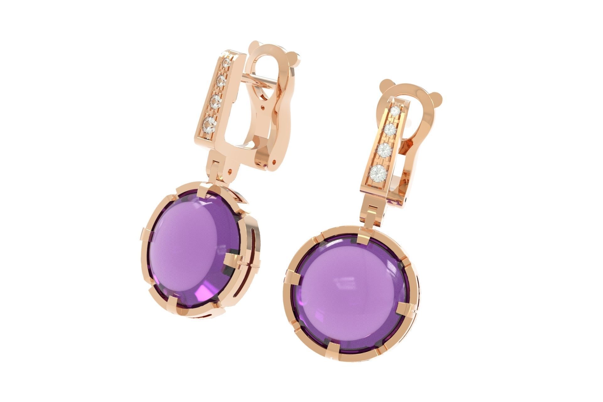 earrings with large stone 3D print model_9