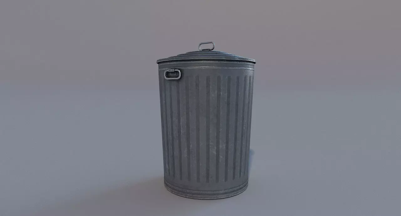 Low Poly PBR Trash Can Low-poly 3D model_0