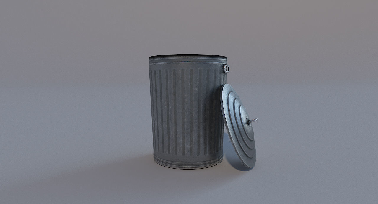 Low Poly PBR Trash Can Low-poly 3D model_1