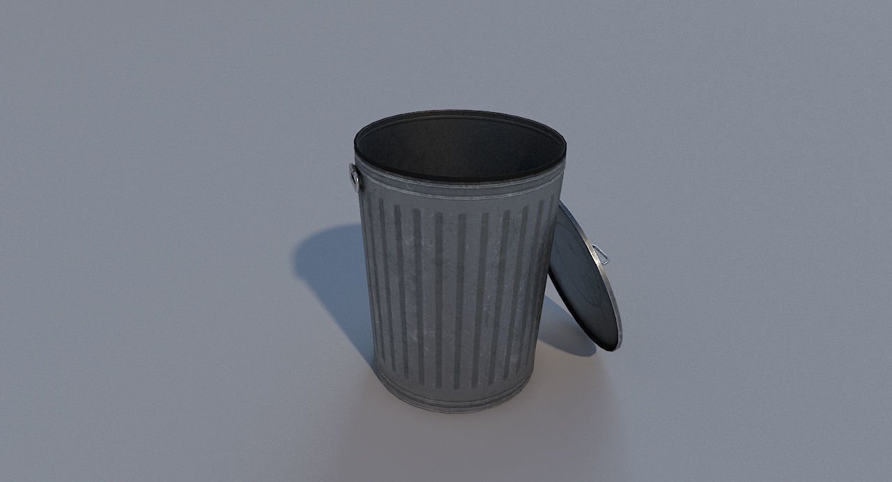 Low Poly PBR Trash Can Low-poly 3D model_2