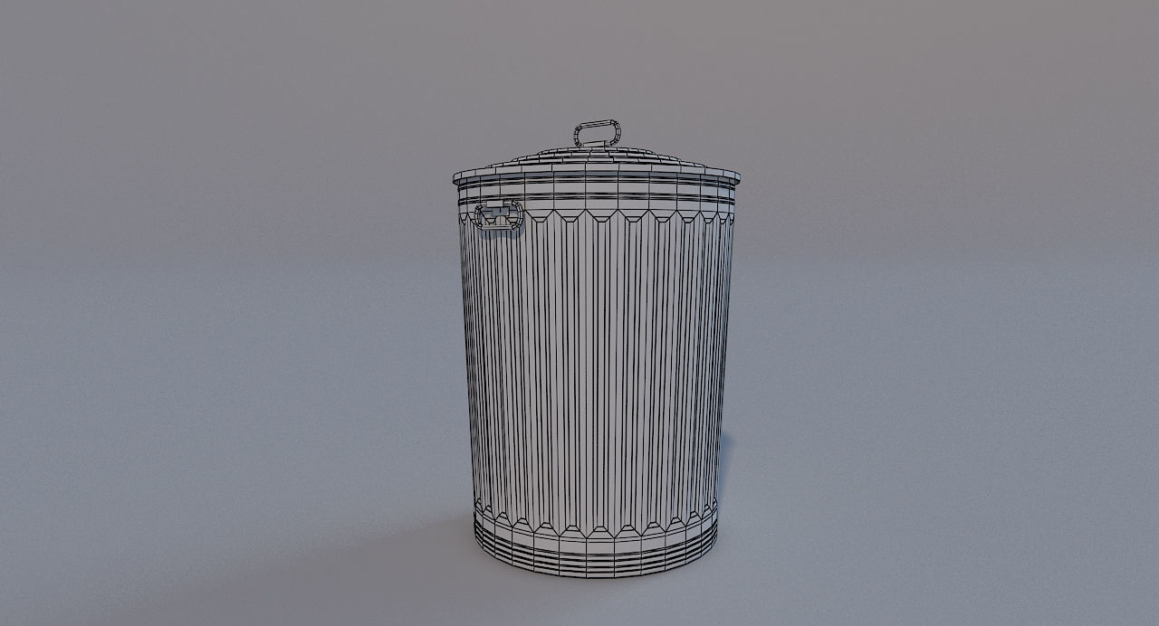 Low Poly PBR Trash Can Low-poly 3D model_3